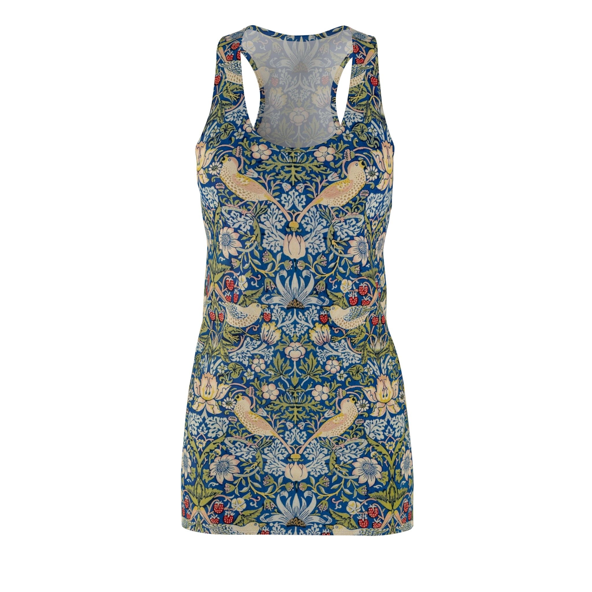 Floral Bird Pattern Racerback Dress — Vintage William Morris Style