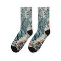 Floral Magnolia Crew Socks — Blue Blossom Patterned Comfort Socks