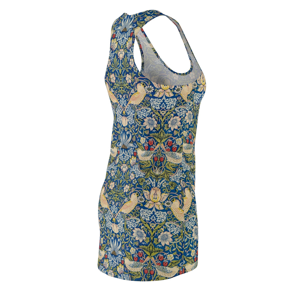 Floral Bird Pattern Racerback Dress — Vintage William Morris Style