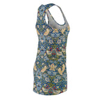 Floral Bird Pattern Racerback Dress — Vintage William Morris Style