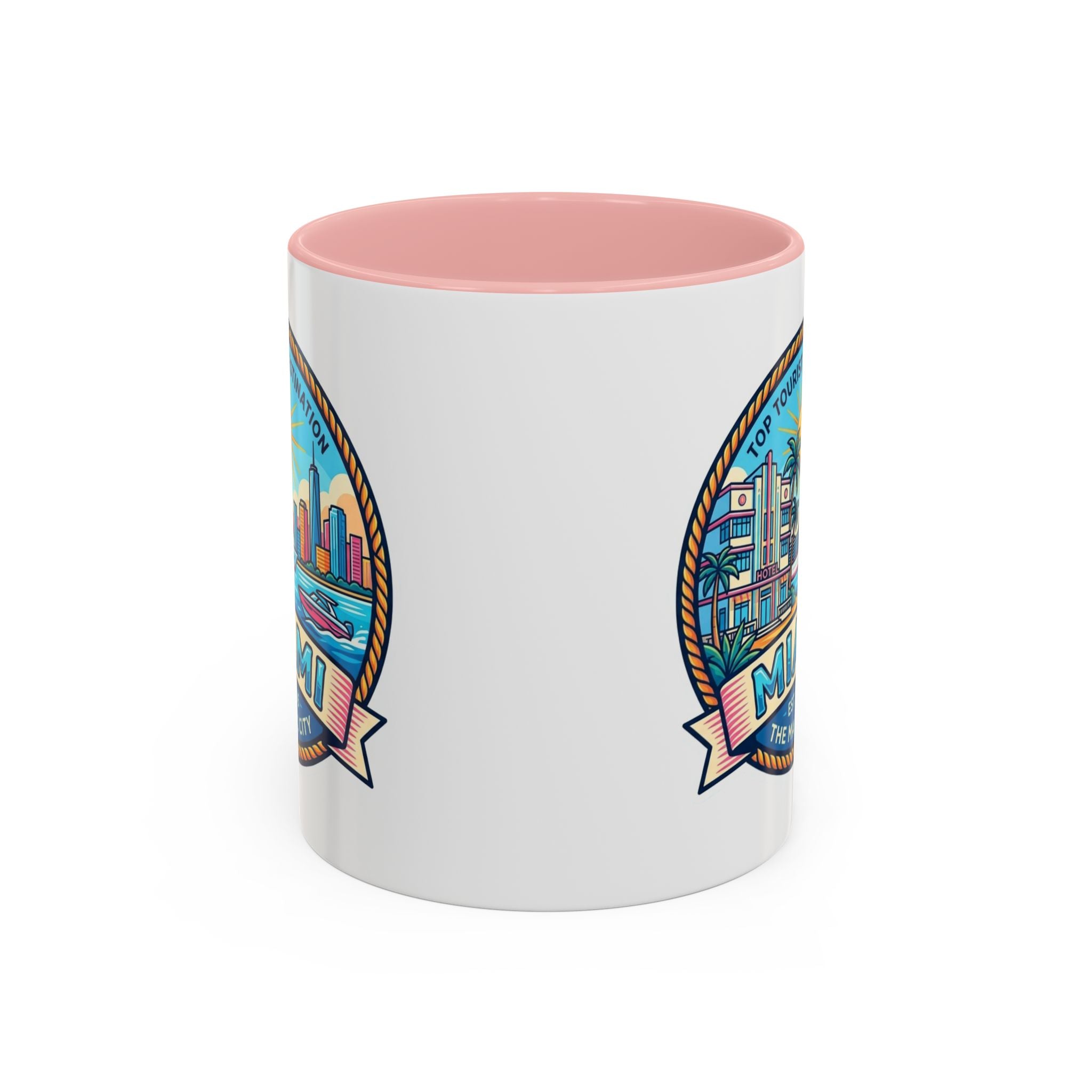 Miami Vintage Travel Accent Coffee Mug – 'Miami' Scenic Beach & Skyline Design (11/15oz)