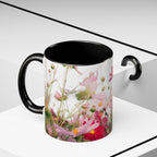 Floral Cosmos Accent Coffee Mug — Pink Wildflower Tea & Coffee Cup (11/15oz)