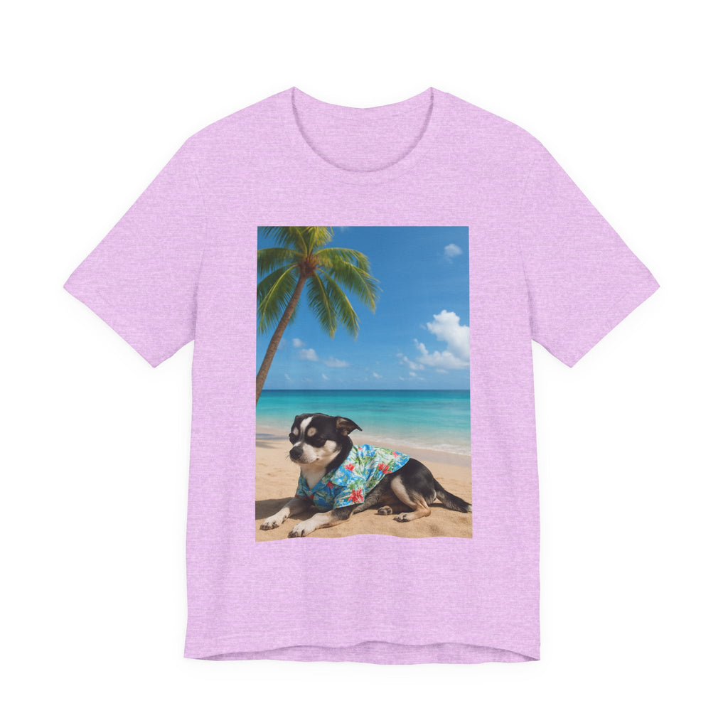 Beach Chihuahua Dog T-Shirt — Hawaiian Shirt Puppy on Tropical Shore