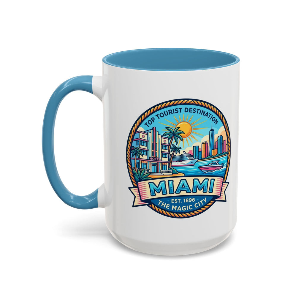 Miami Vintage Travel Accent Coffee Mug – 'Miami' Scenic Beach & Skyline Design (11/15oz)