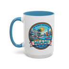 Miami Vintage Travel Accent Coffee Mug – 'Miami' Scenic Beach & Skyline Design (11/15oz)