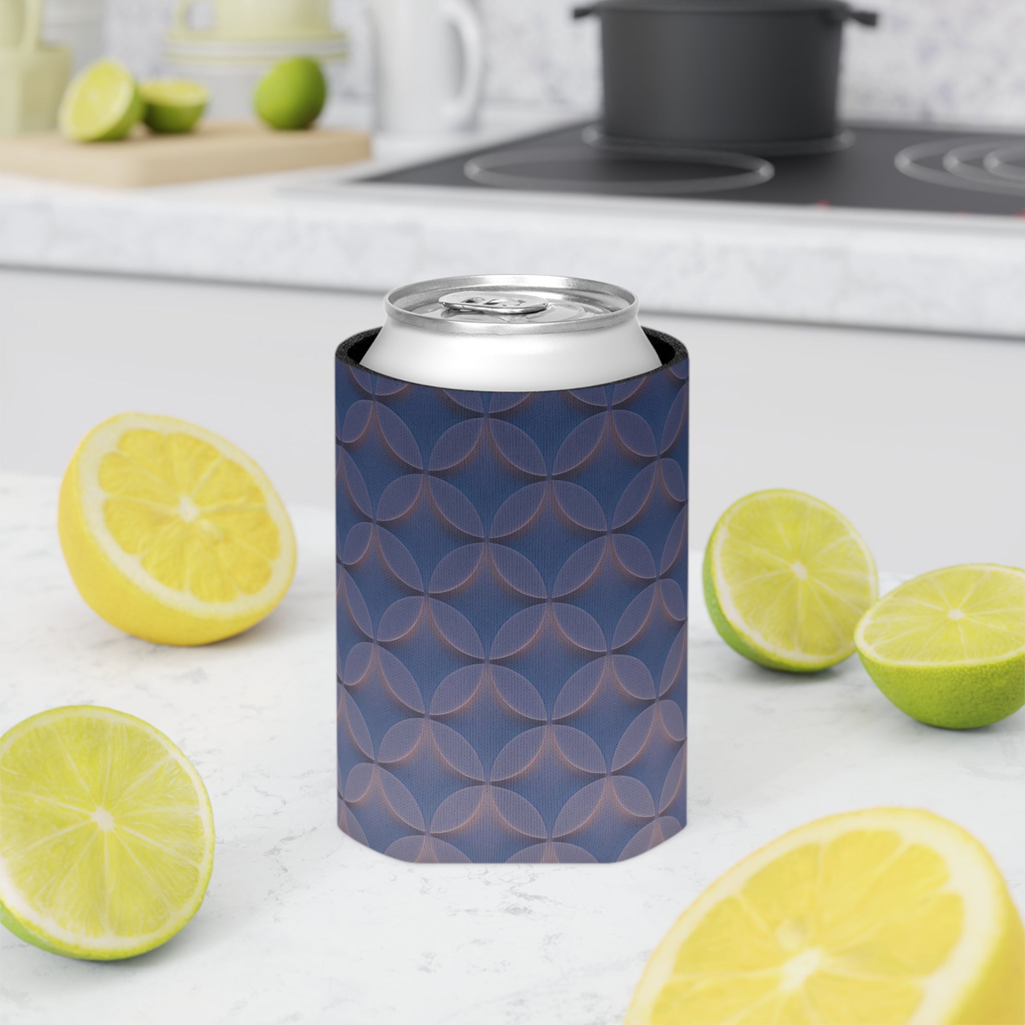 Can Cooler — Geometric Pastel Circle Pattern Neoprene Cooler