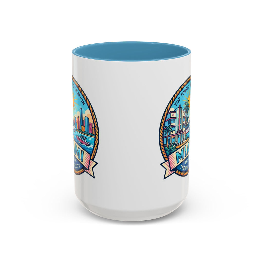 Miami Vintage Travel Accent Coffee Mug – 'Miami' Scenic Beach & Skyline Design (11/15oz)