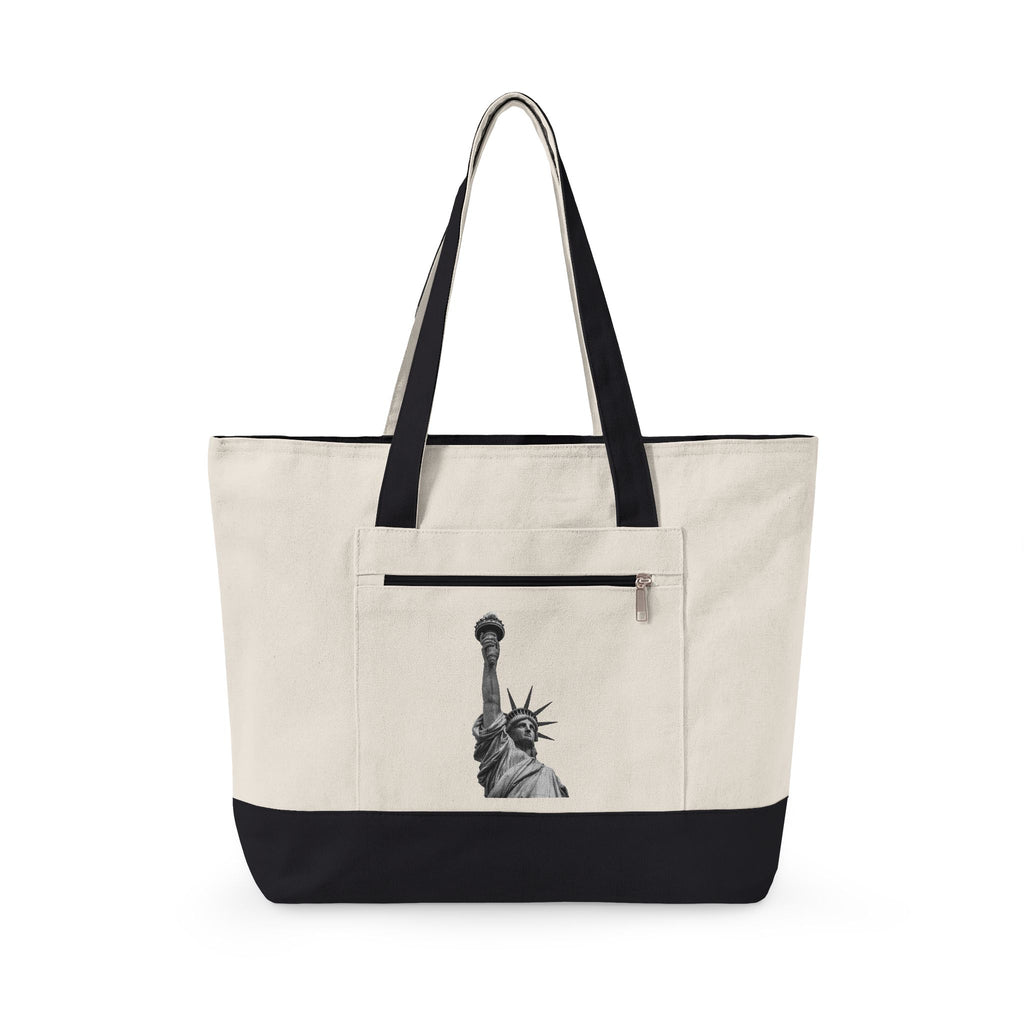 Statue of Liberty Canvas Tote — Zippered Eco Travel Bag
