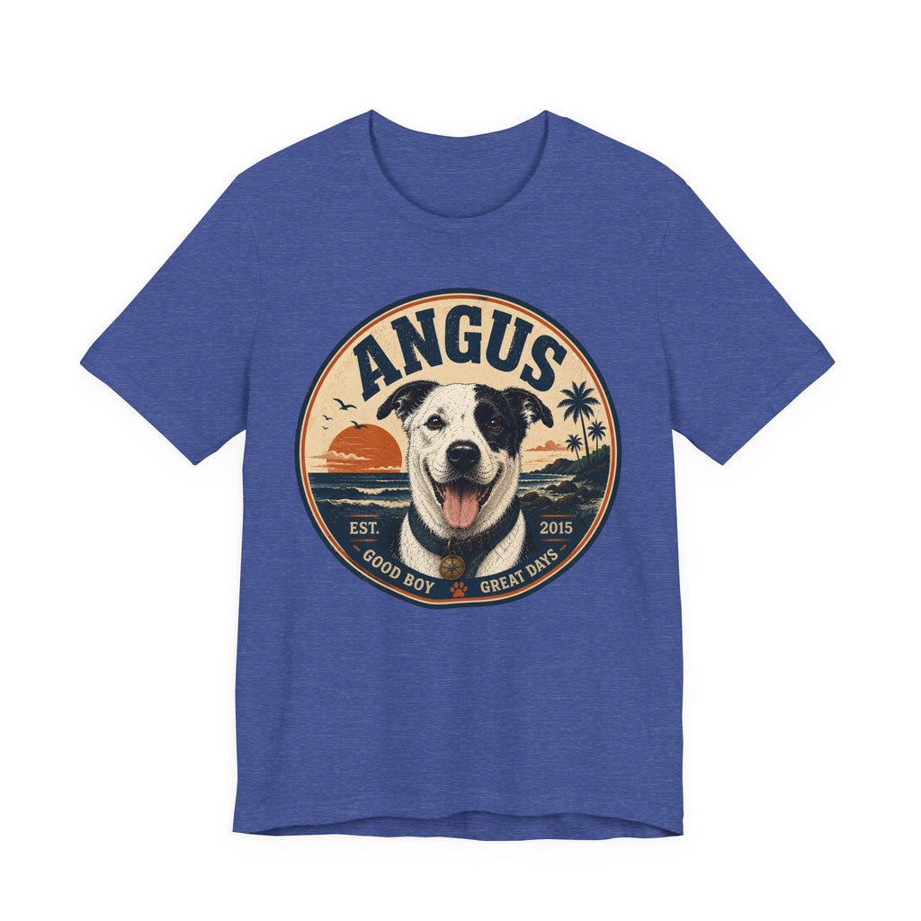 Angus Dog Tee — Retro Beach Portrait T-Shirt