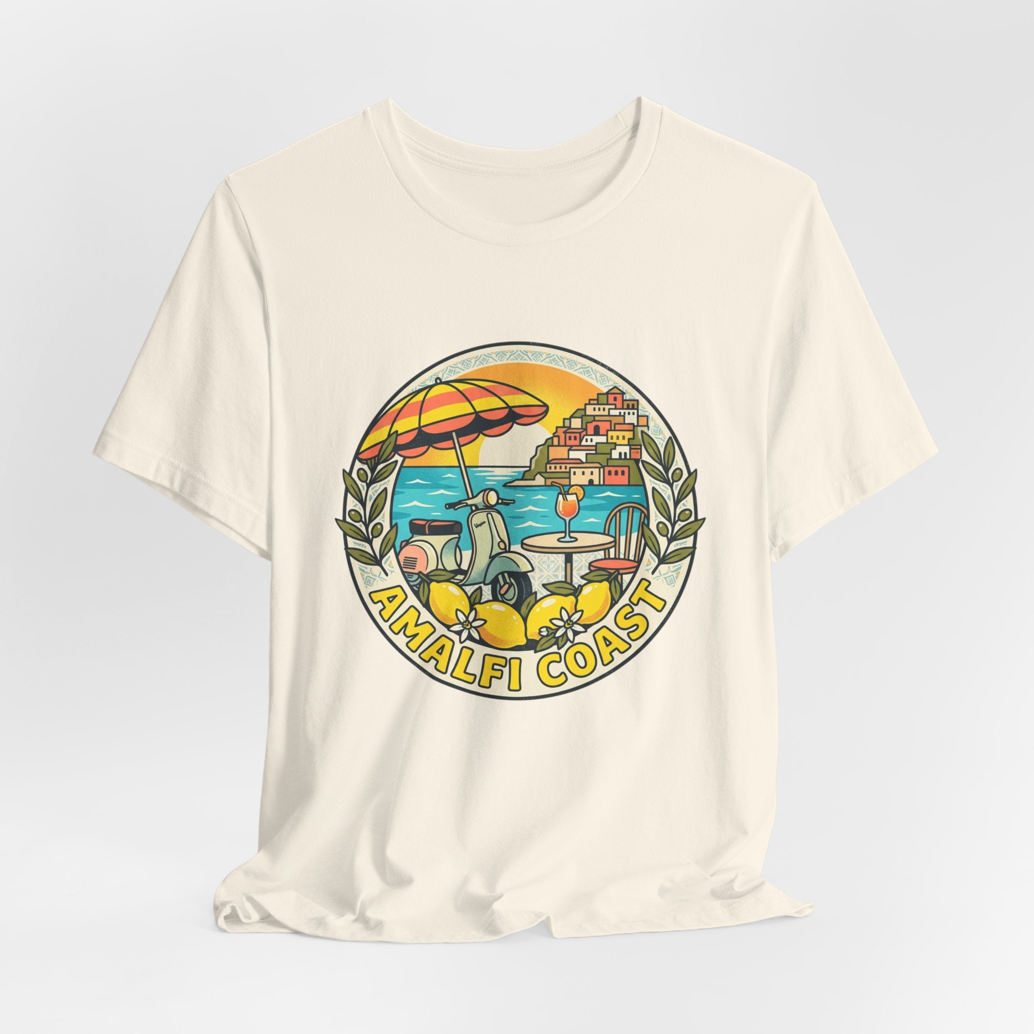 Amalfi Coast Vintage Travel Tee — Scenic Lemon & Vespa Graphic