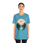 Sunset Mountain Landscape T-Shirt — Scenic Forest River Graphic Tee