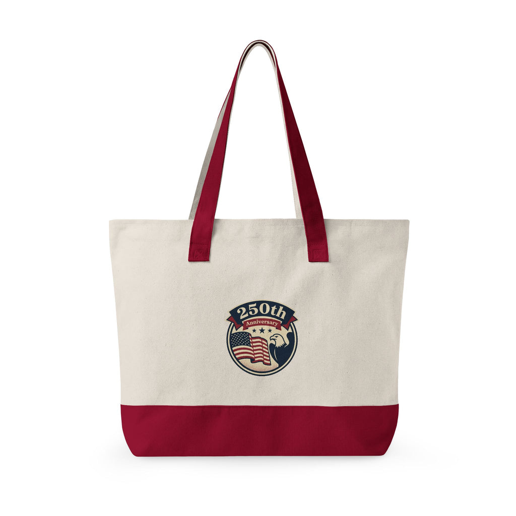 250th Anniversary American Flag Canvas Tote Bag — Zippered Patriotic Tote