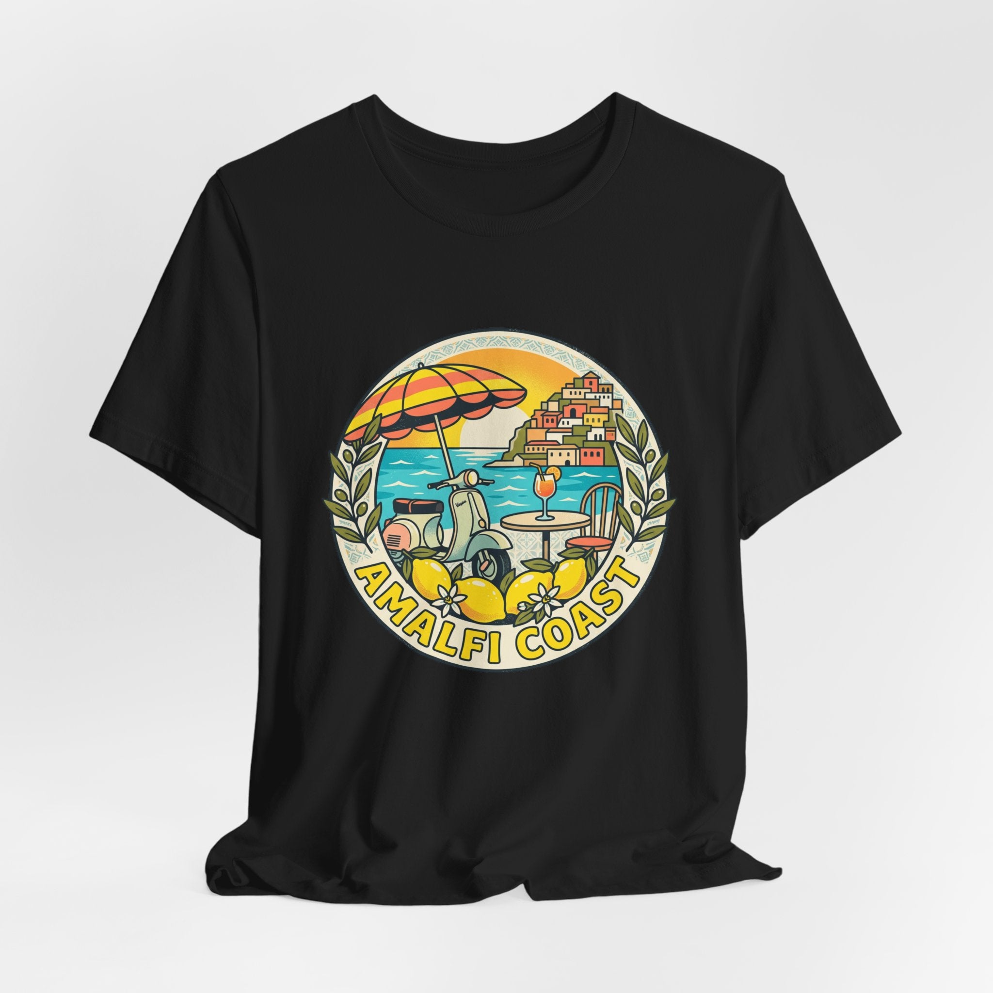 Amalfi Coast Vintage Travel Tee — Scenic Lemon & Vespa Graphic