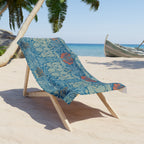 Vintage Floral Blue Beach Towel — William Morris Inspired Pattern