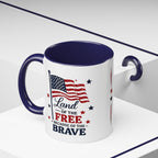 Patriotic Coffee Mug — "Land of the Free Because of the Brave" Accent Mug