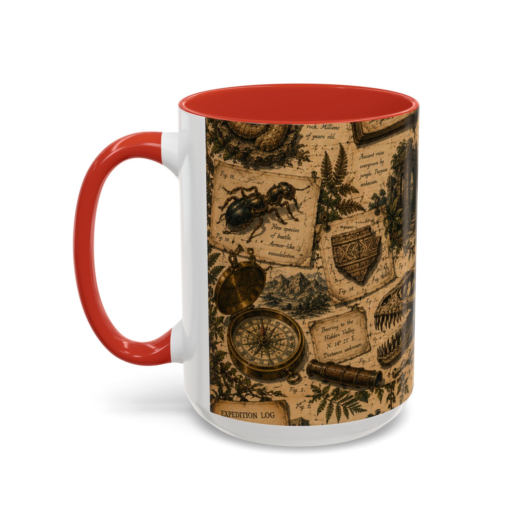 Vintage Natural History Coffee Mug — Botanical & Fossil Illustration Accent Mug