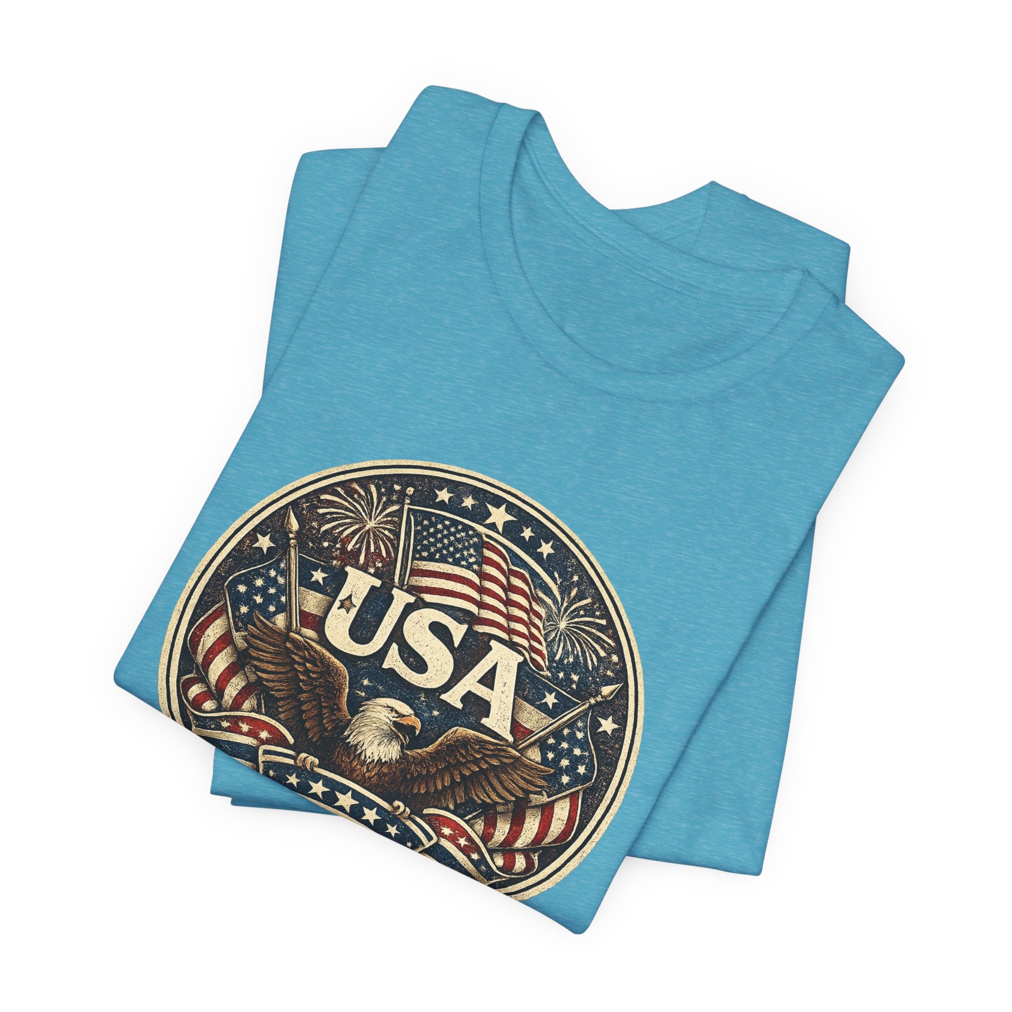 USA Eagle Vintage Patriotic T-Shirt — American Flag Graphic Tee