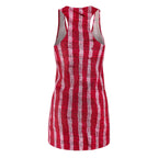 Red Tie-Dye Stripe Racerback Dress