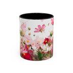 Floral Cosmos Accent Coffee Mug — Pink Wildflower Tea & Coffee Cup (11/15oz)