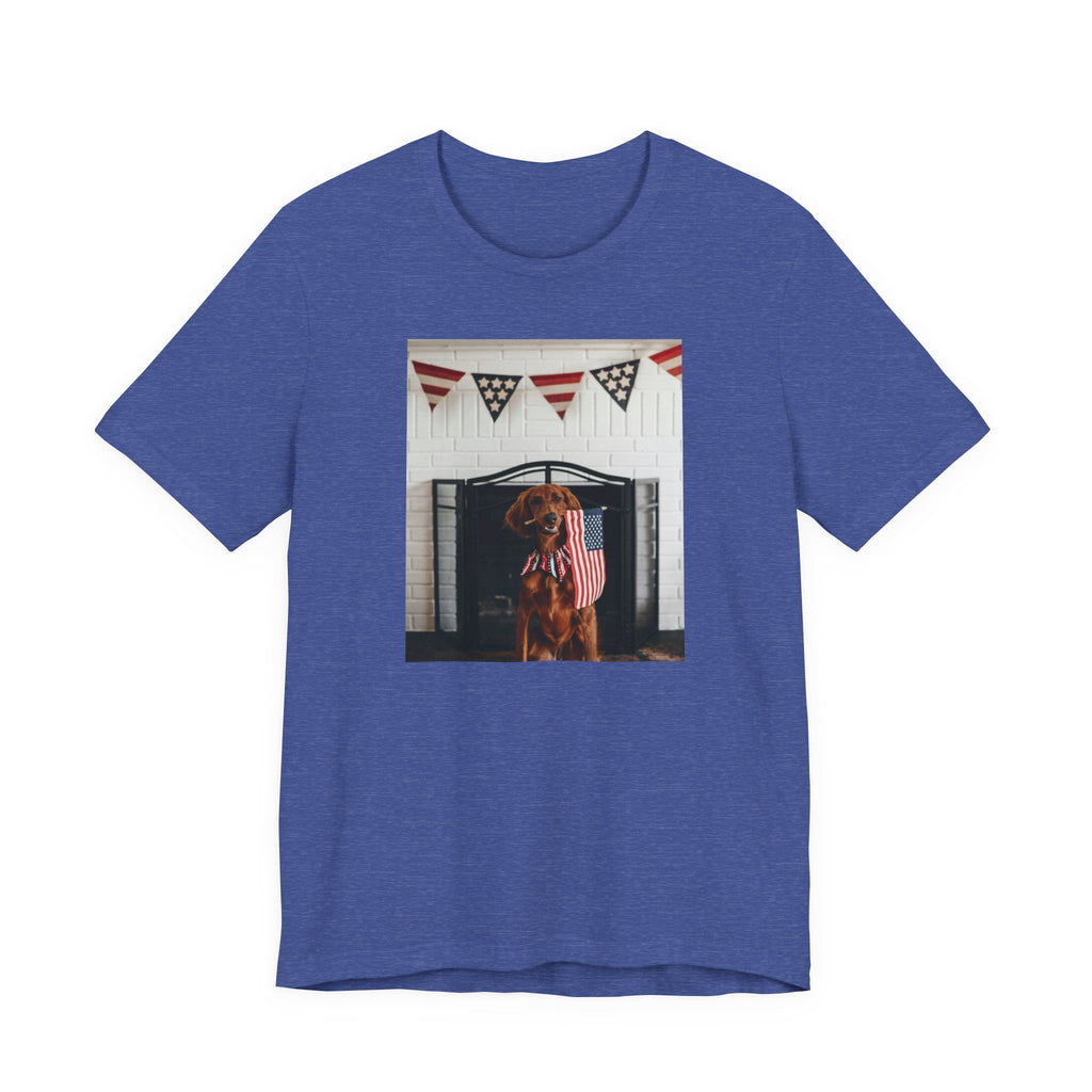 Patriotic Dog T-Shirt - Photo Print with American Flag Bunting