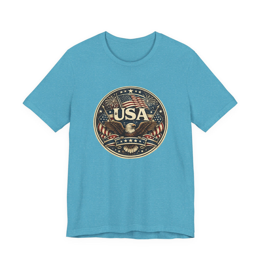 USA Eagle Vintage Patriotic T-Shirt — American Flag Graphic Tee