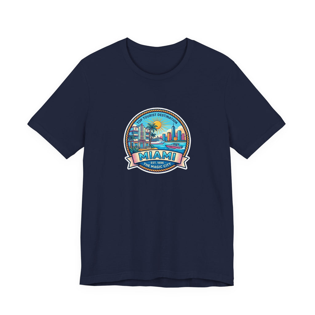 Miami Beach Vintage Logo Tee — Miami Skyline Sunset T‑Shirt