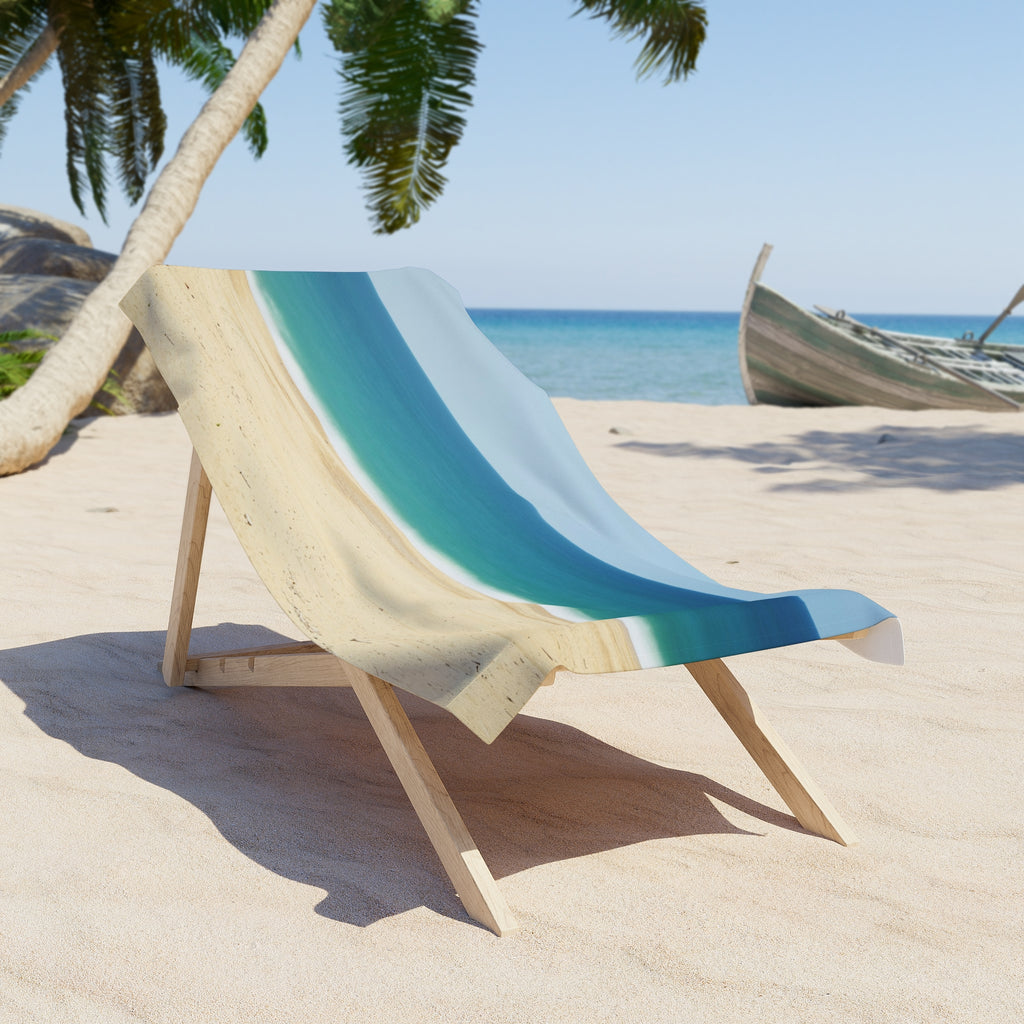 Beach Towel — Minimal Coastal Waves Print