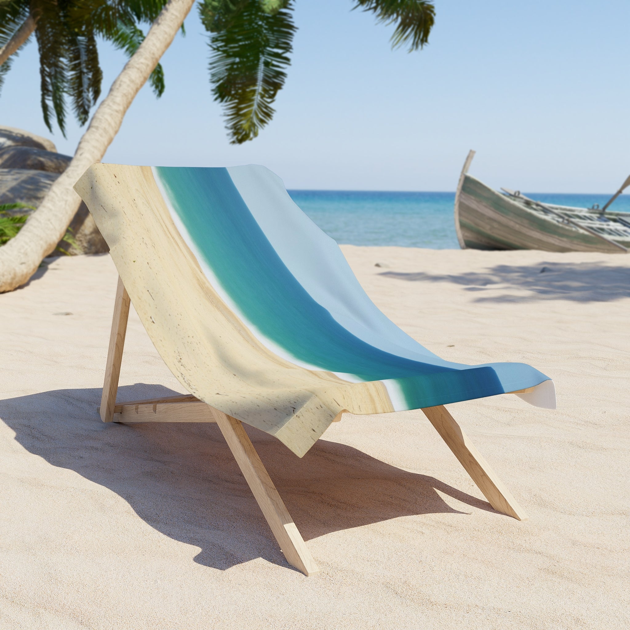 Beach Towel — Minimal Coastal Waves Print