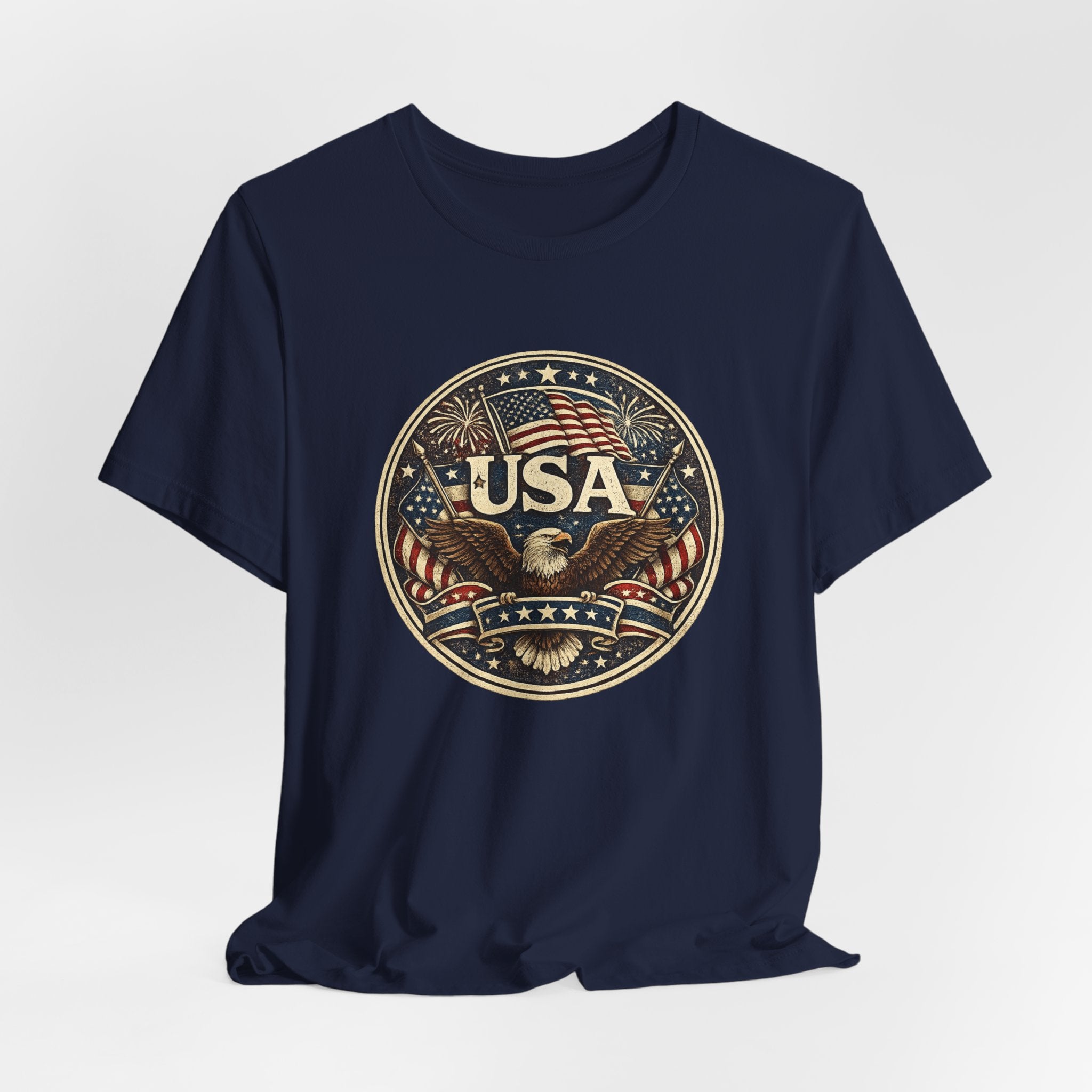 USA Eagle Vintage Patriotic T-Shirt — American Flag Graphic Tee