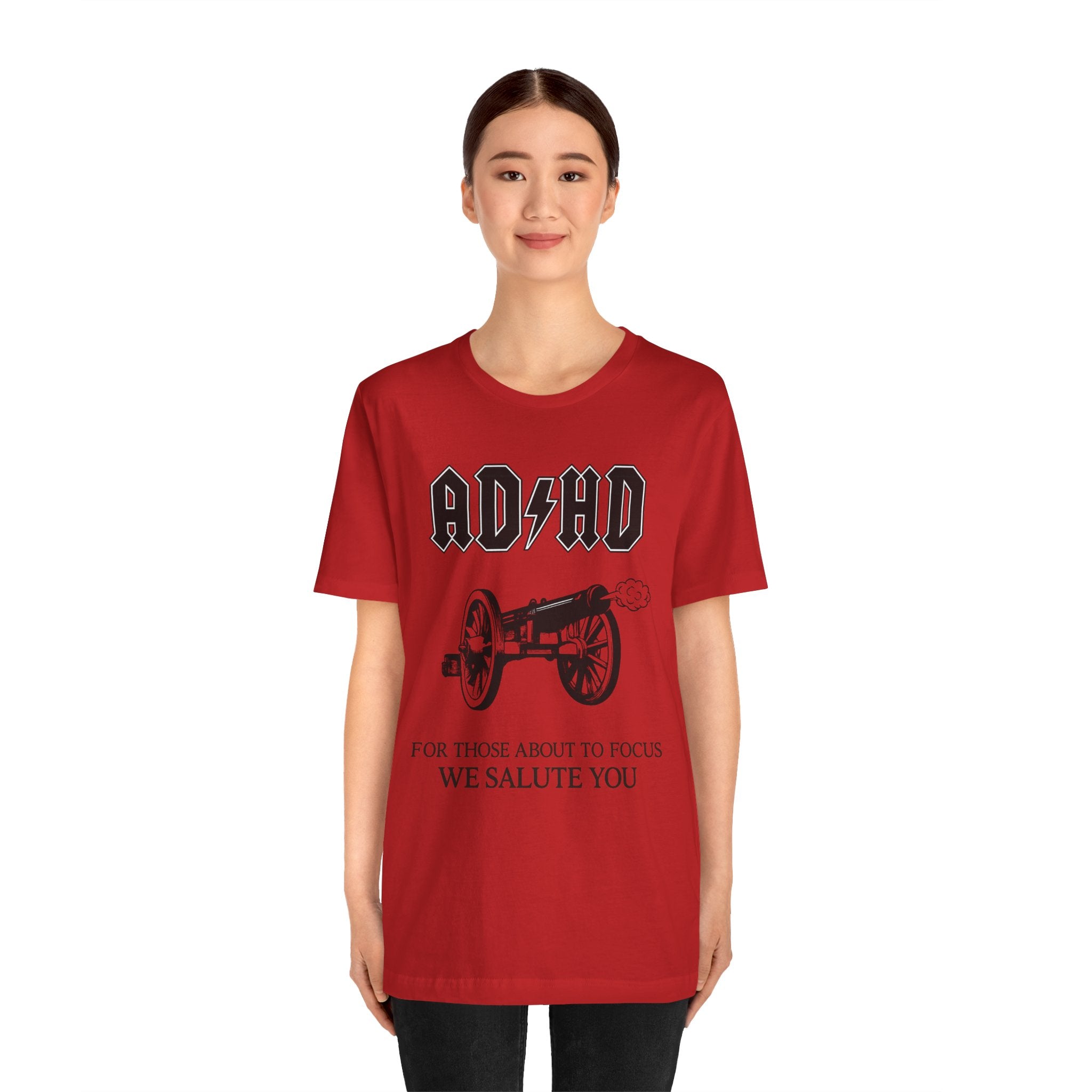 ADHD AC/DC Tee — "For Those About to Focus We Salute You" Graphic T-Shirt