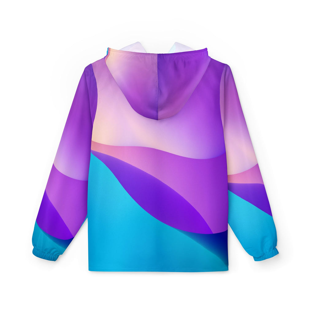 Abstract Purple Gradient Windbreaker Jacket — Vibrant Blue & Violet All-Over Print