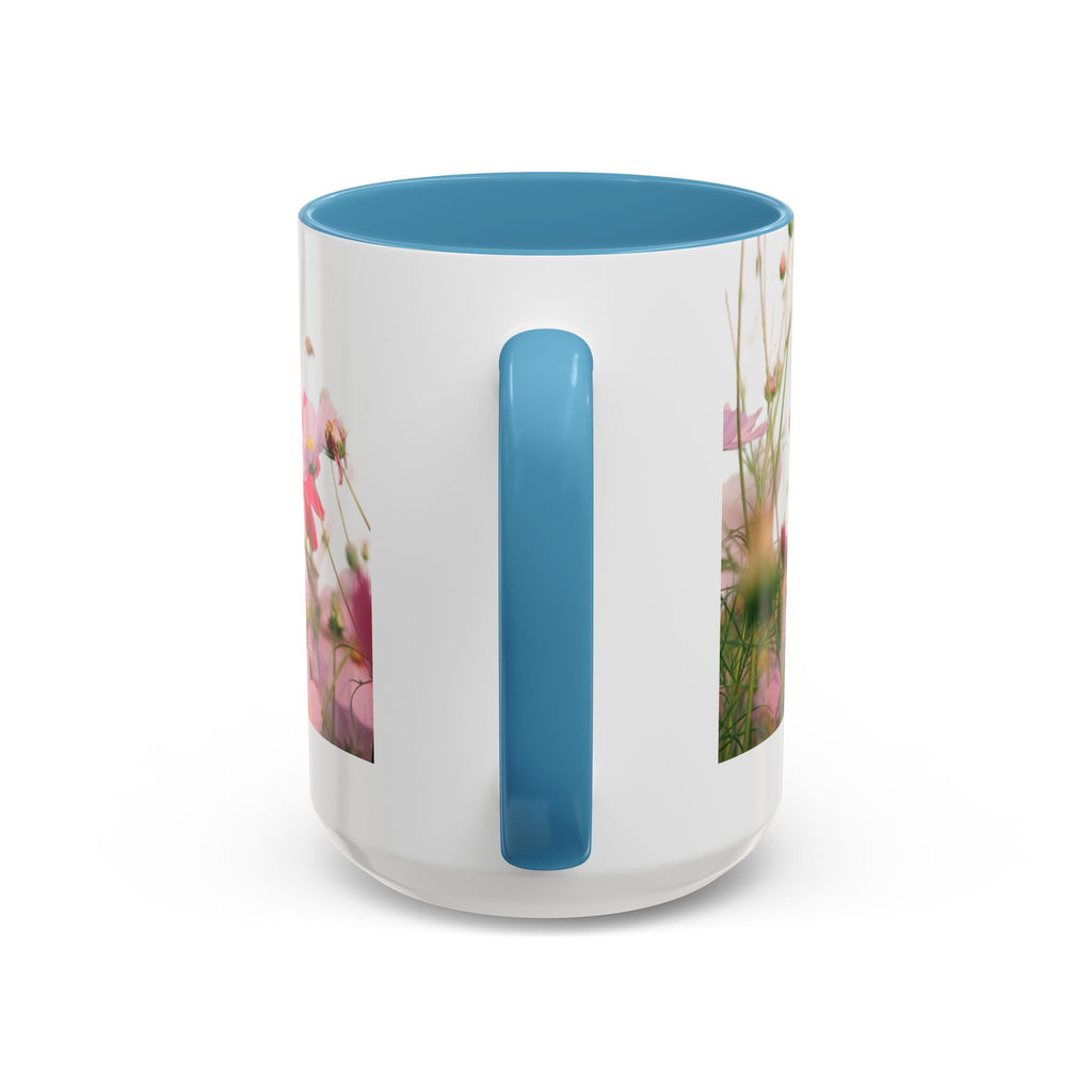 Floral Cosmos Accent Coffee Mug — Pink Wildflower Tea & Coffee Cup (11/15oz)