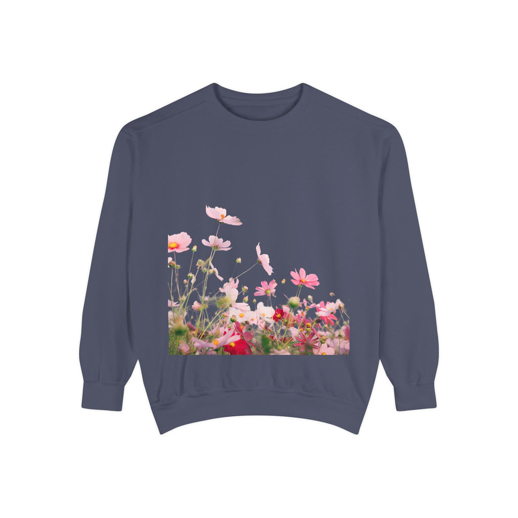 Floral Meadow Sweatshirt — Pink Cosmos Garden Crewneck