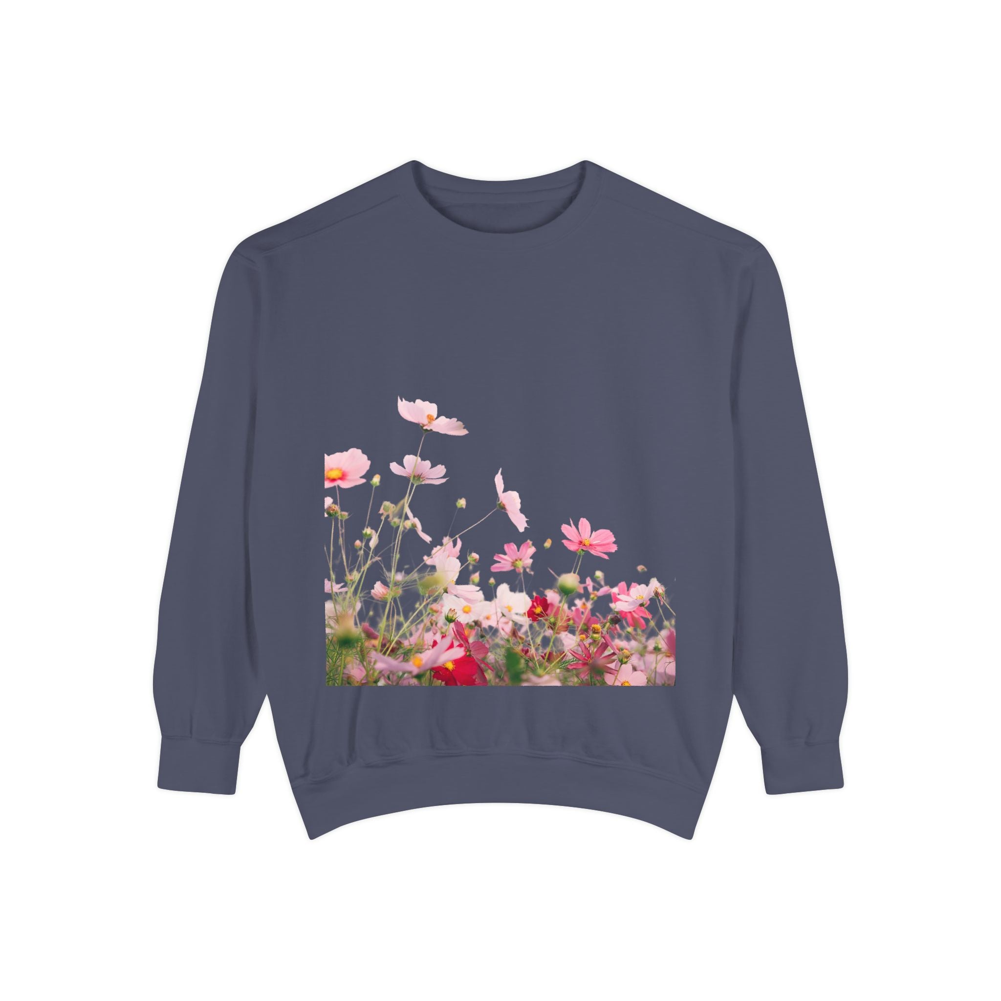Floral Meadow Sweatshirt — Pink Cosmos Garden Crewneck