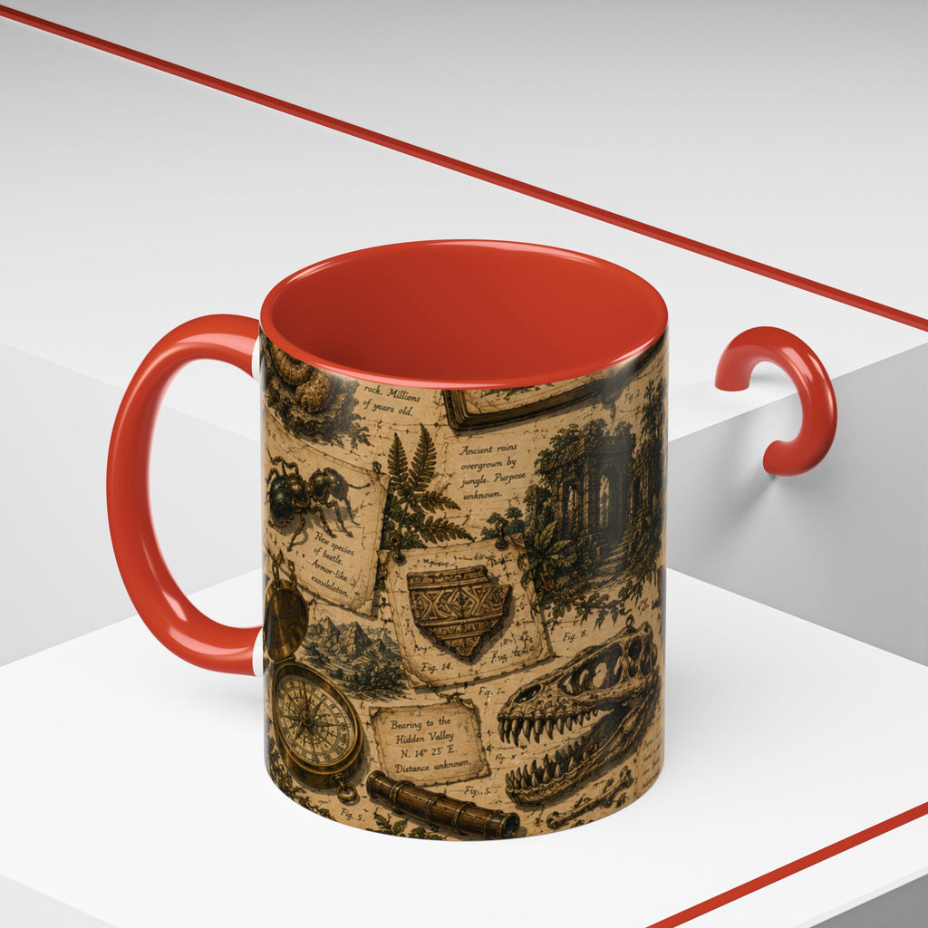 Vintage Natural History Coffee Mug — Botanical & Fossil Illustration Accent Mug