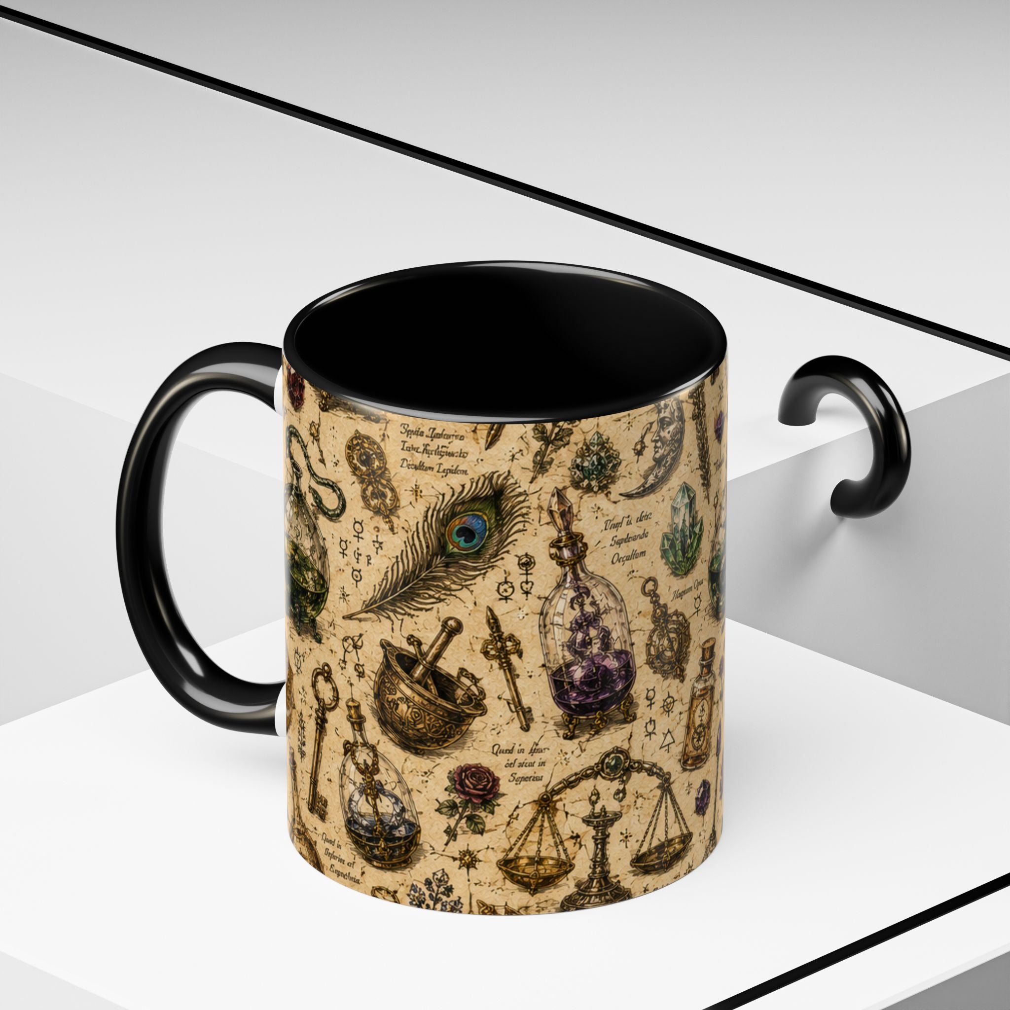 The Alchemist's Cabinet Coffee Mug — Vintage Apothecary Accent Mug (11/15 oz)