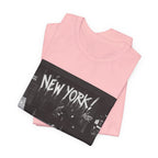 New York City Skyline Tee — Vintage Black & White 'NEW YORK!' Graphic Shirt