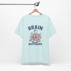 Brain Buffering T‑Shirt — Cute Cartoon Brain Graphic Tee for Neuro Humor
