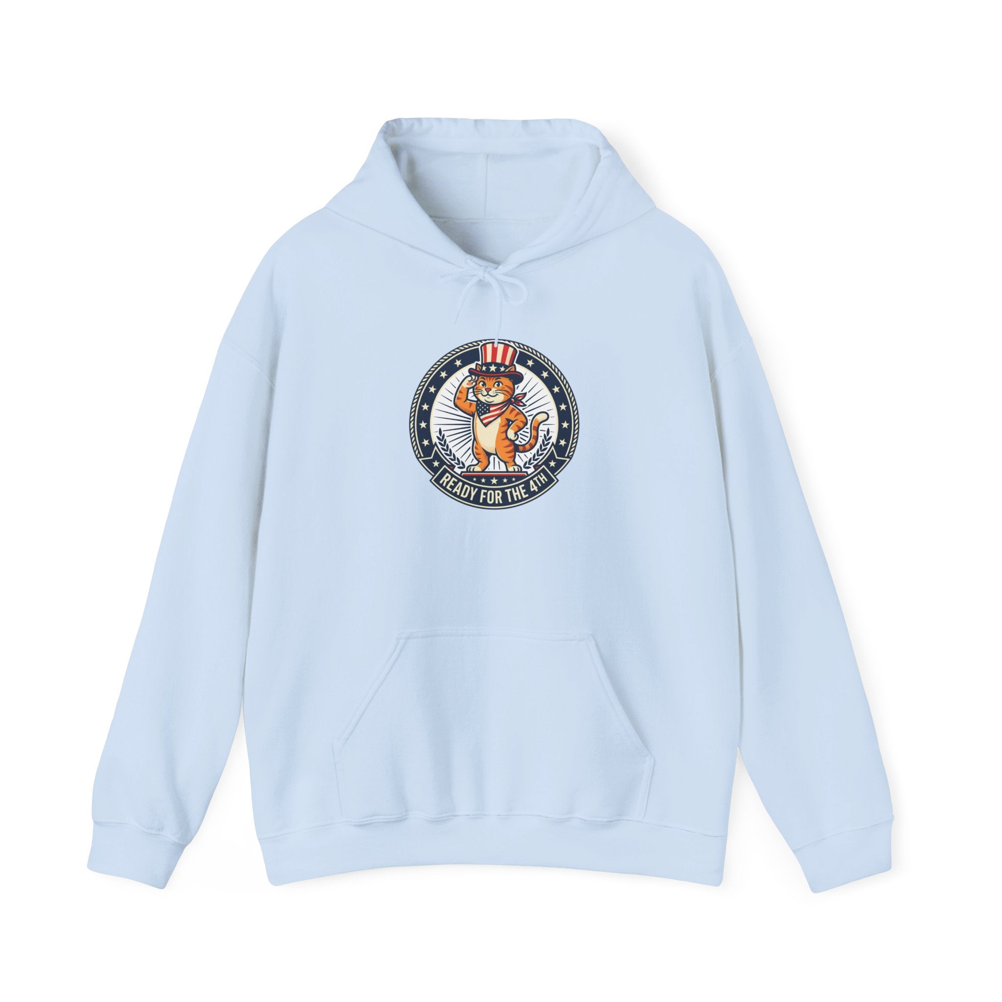 Patriotic Cat Hoodie — "Ready for the Stars" Graphic Pullover