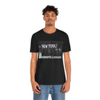 New York City Skyline Tee — Vintage Black & White 'NEW YORK!' Graphic Shirt
