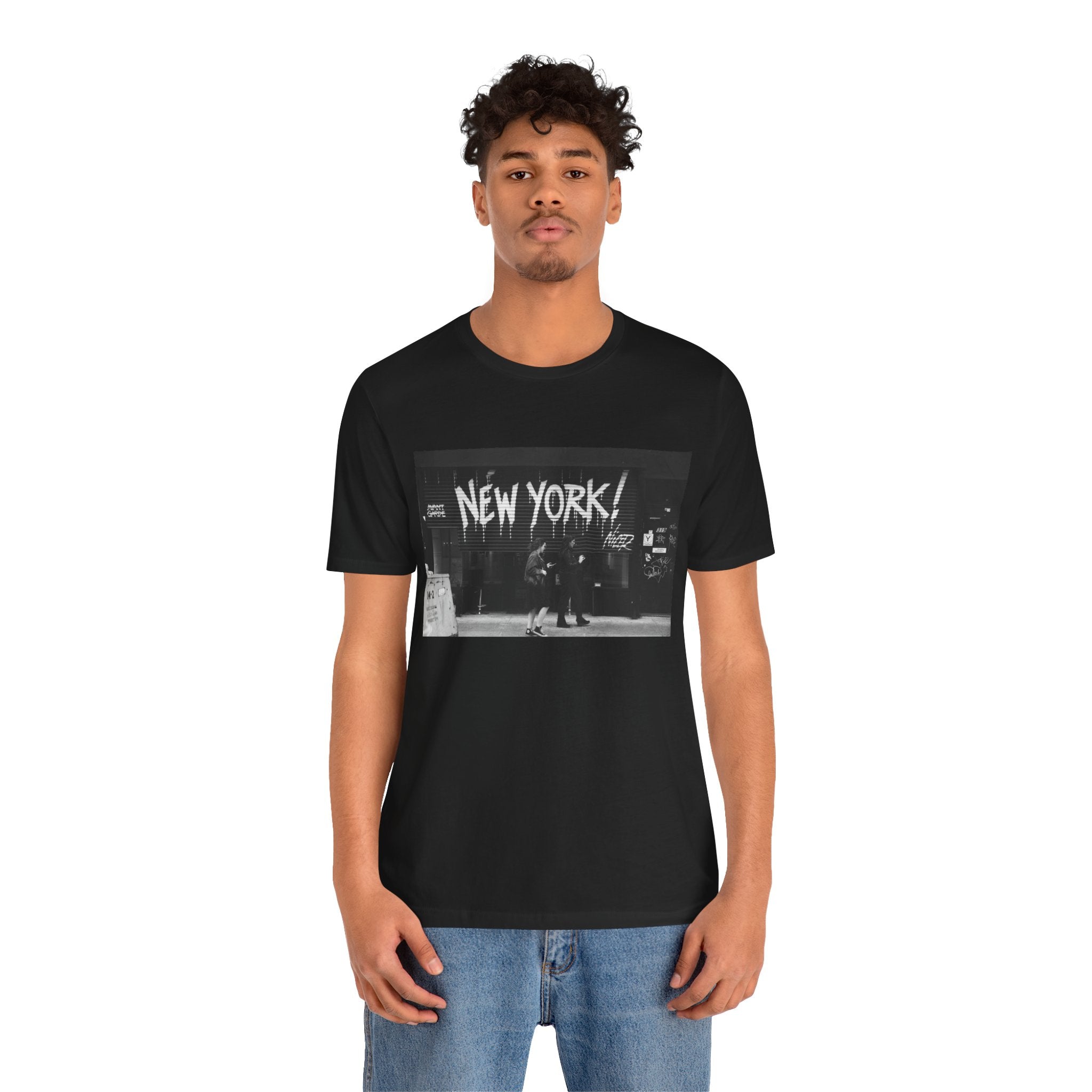 New York City Skyline Tee — Vintage Black & White 'NEW YORK!' Graphic Shirt