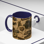 Vintage Natural History Coffee Mug — Botanical & Fossil Illustration Accent Mug