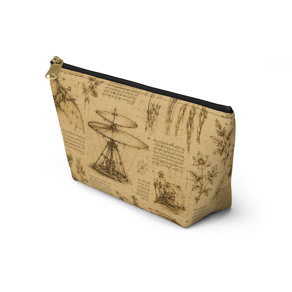 Leonardo Da Vinci  Sketch Accessory Pouch — Leonardo-Inspired T-Bottom Cosmetic Bag