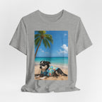 Beach Chihuahua Dog T-Shirt — Hawaiian Shirt Puppy on Tropical Shore