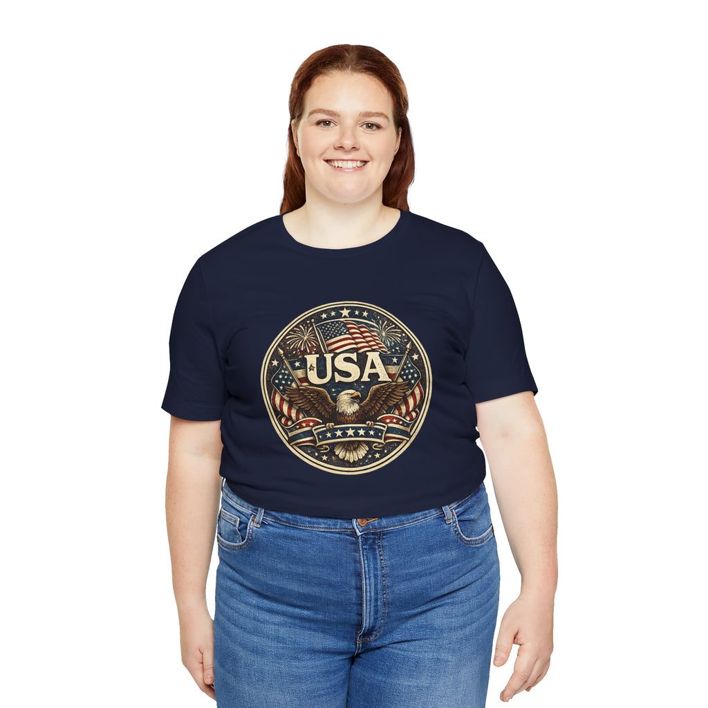 USA Eagle Vintage Patriotic T-Shirt — American Flag Graphic Tee