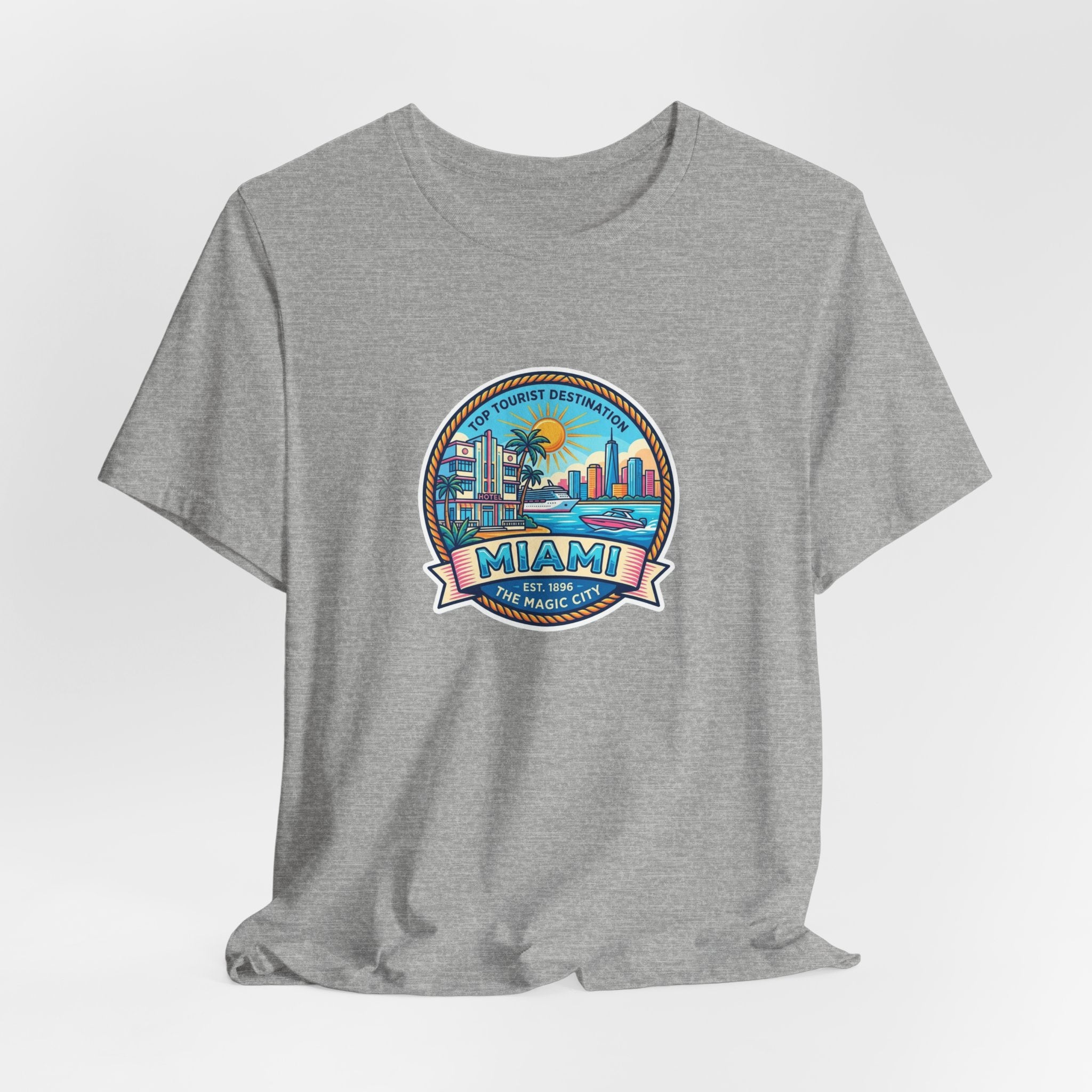 Miami Beach Vintage Logo Tee — Miami Skyline Sunset T‑Shirt