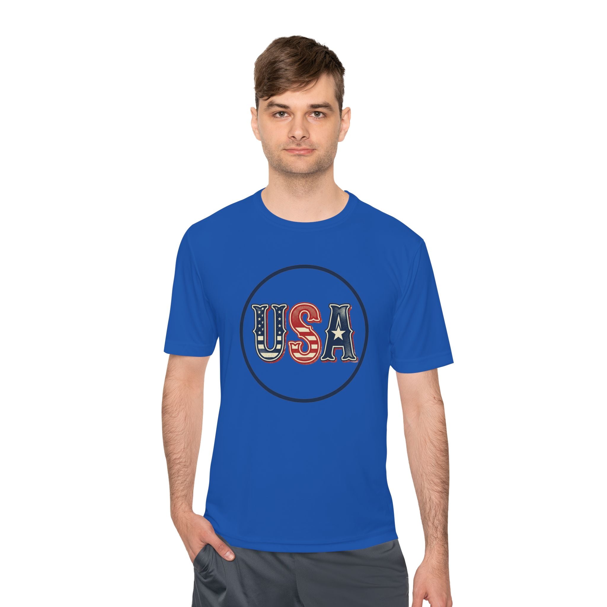 USA Patriotic Tee — Retro Stars & Stripes Moisture-Wicking Shirt