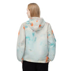Pastel Tie-Dye Windbreaker Jacket — Lightweight Blue & Orange Printed Hooded Shell