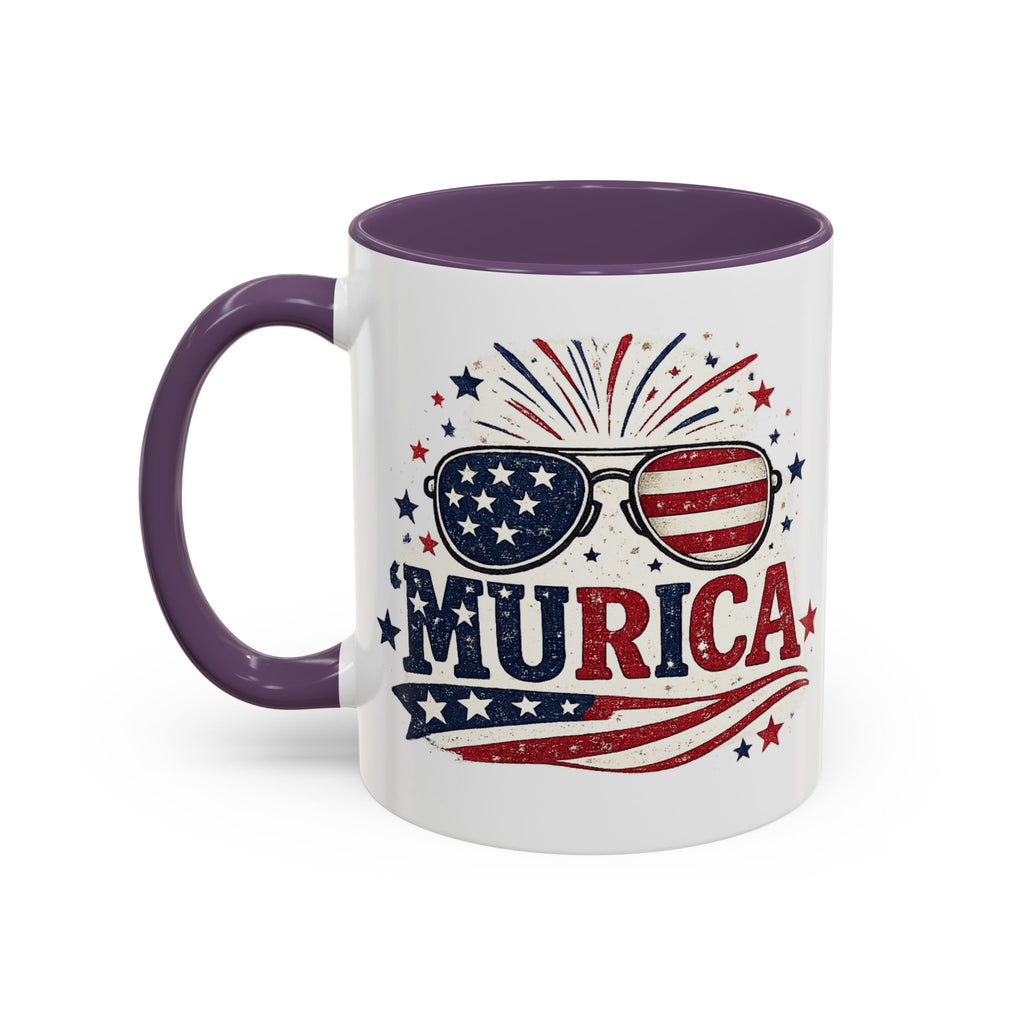 America Flag Accent Coffee Mug - Patriotic 11/15oz Tea Cup