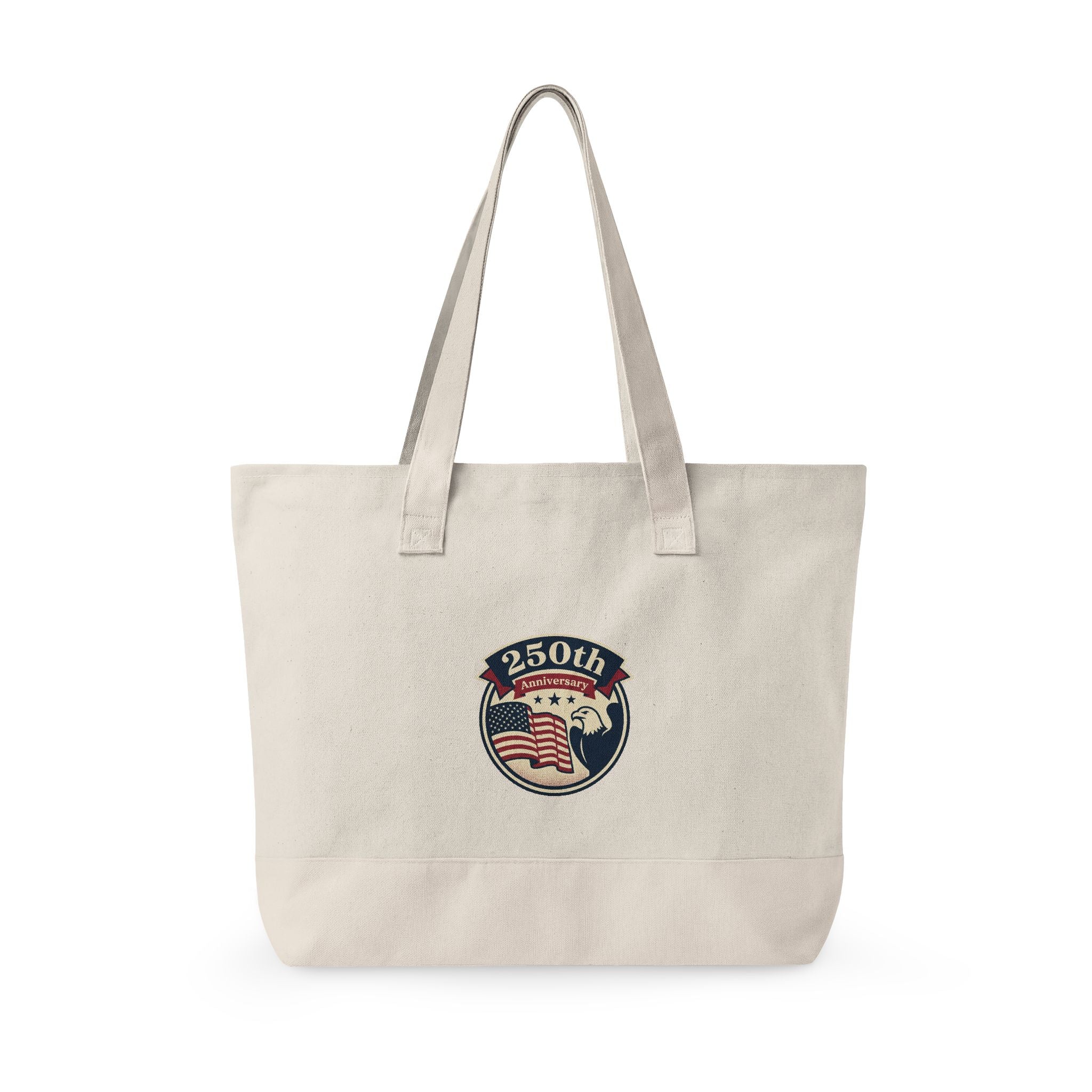 250th Anniversary American Flag Canvas Tote Bag — Zippered Patriotic Tote